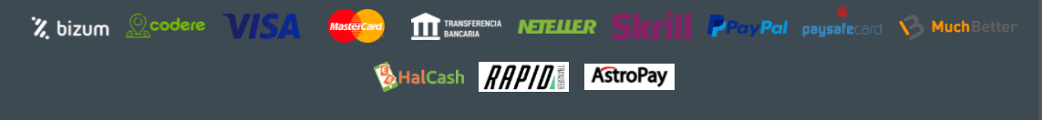 M&eacute;todos de pago aceptados por Codere Espa&ntilde;a