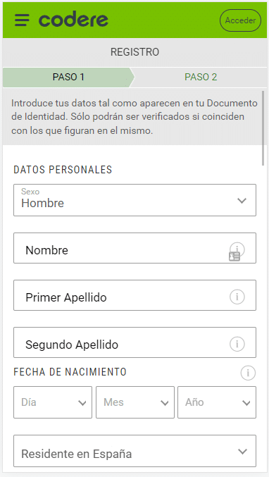 C&oacute;mo registrarse en Codere Apuestas en 5 pasos