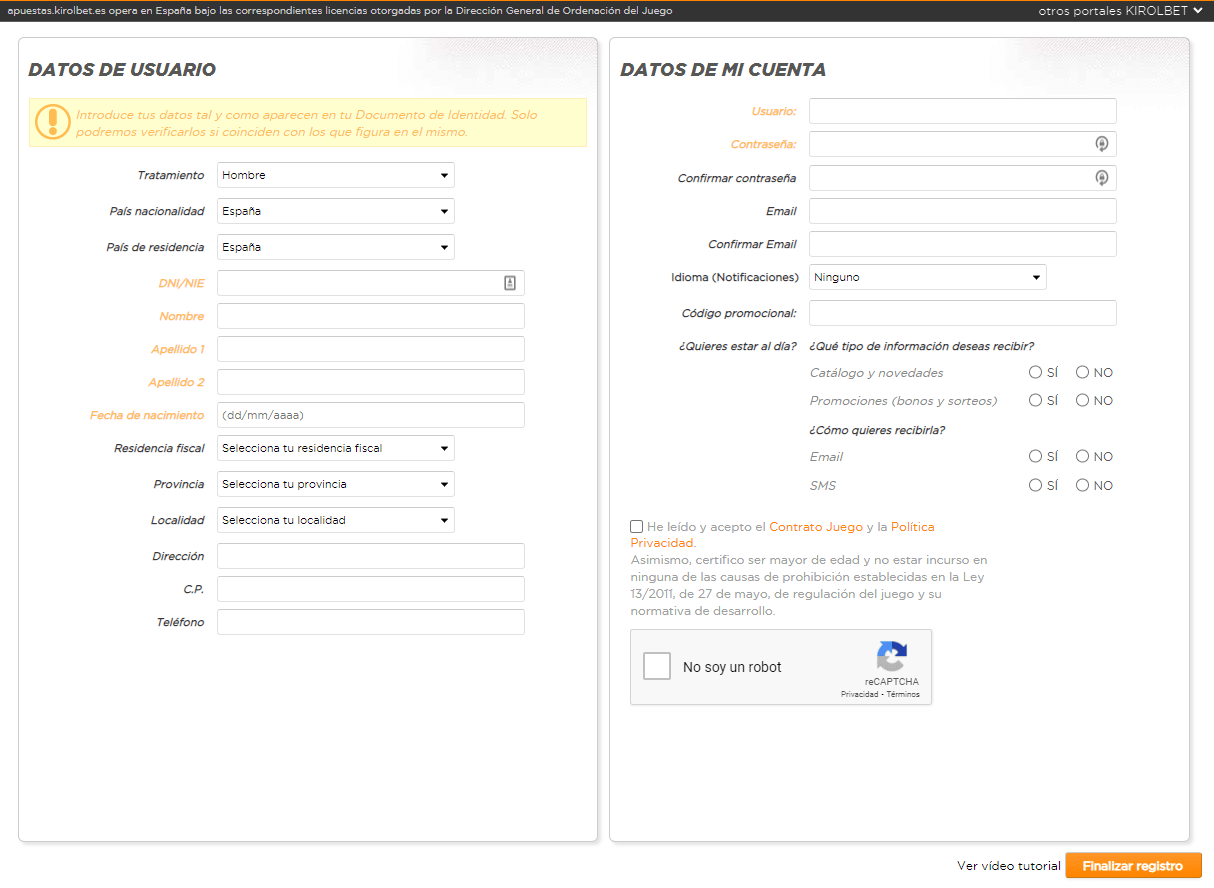 &oacute;mo crear una cuenta en Kirolbet en pocos pasos