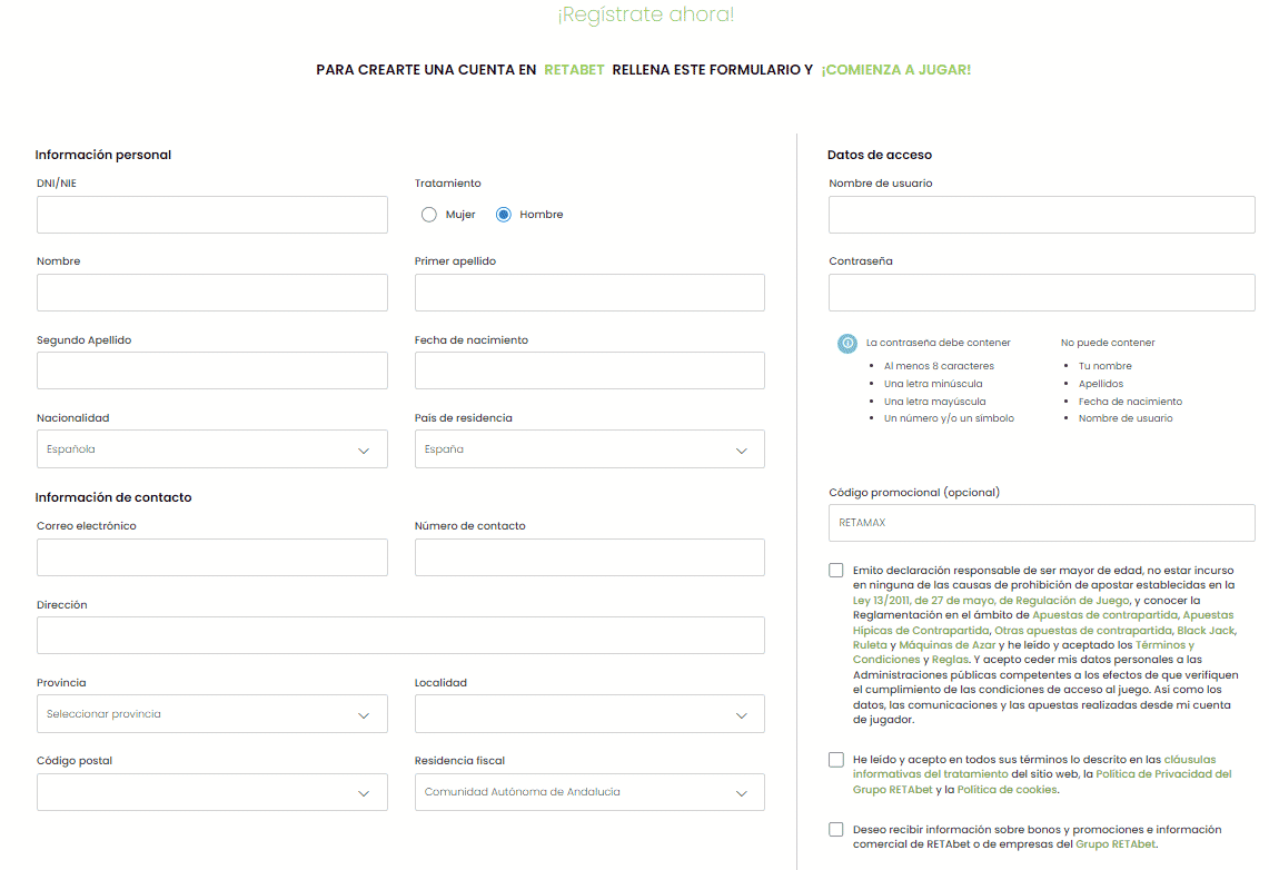 C&oacute;mo registrarse en Retabet Espa&ntilde;a