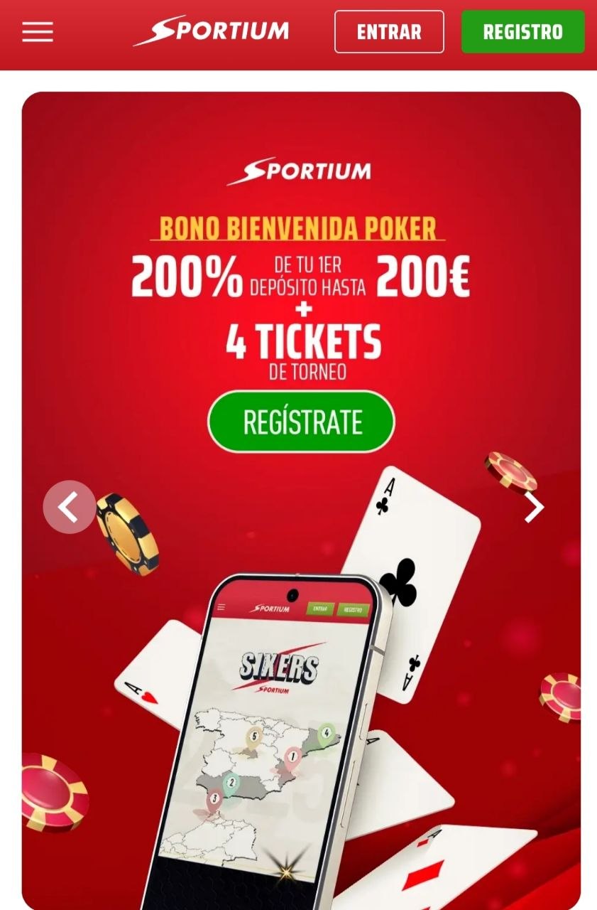 Bono de bienvenida de p&oacute;ker de Sportium